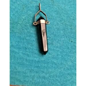 Vintage Hematite Crystal Pendant with Sterling Silver Setting Marked Brazil .925